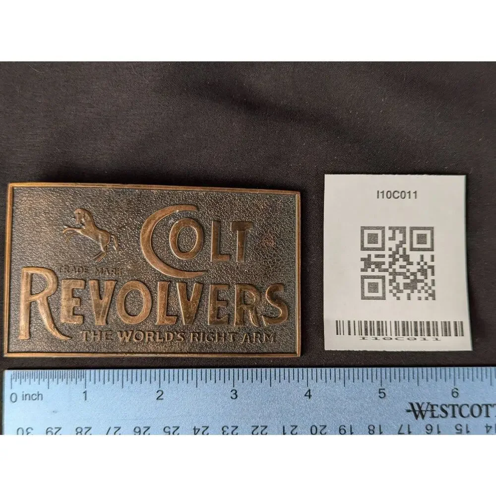 Vintage Colt Revolvers Promotional Belt Buckle The World's Right Arm Solid Brass